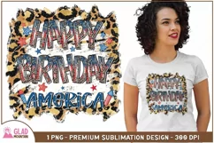 4th of July leopard print Happy Birthday America sublimation Product Image 1