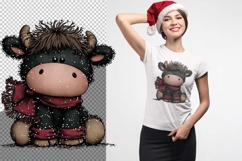 Christmas Baby Highland Cow Clipart with holly berries pngs Product Image 5