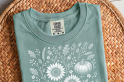 Boho Fall Floral Pumpkin PNG | Sunflower Wildflower Leaves Product Image 2