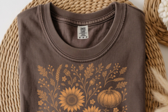 Boho Fall Floral Pumpkin PNG | Sunflower Wildflower Leaves Product Image 3