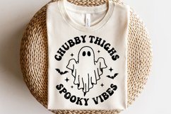 Chubby Thighs Spooky Vibes SVG | Retro Halloween Quote Shirt Product Image 1