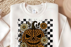 Retro Floral Pumpkin Skeleton Png | Funny Pumpkin Halloween Product Image 4