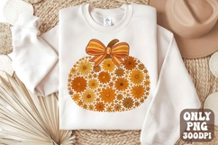 Retro Floral Fall Pumpkin png, Pumpkin png, Trendy Fall png Product Image 1