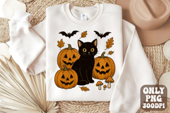 Halloween Black Cat Pumpkin png | Fall Black Cat png Design Product Image 1