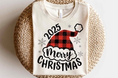2025 Merry Christmas SVG, Kids Christmas Shirt, Santa Hat Product Image 1
