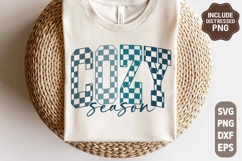Retro Checkered Cozy Season Svg Png, Winter Design Product Image 1