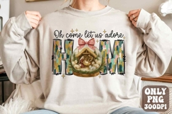 Oh Come Let Us Adore Him Png, Coquette Christmas Sublimation Product Image 1