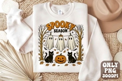 Funny Hanging Ghosts Halloween PNG | Black Cat Ghost Design Product Image 1