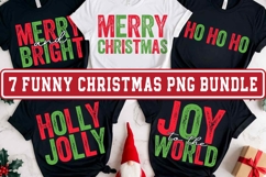 Funny Christmas Quote PNG Bundle, Preppy Retro Christmas Product Image 1