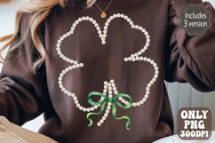 Coquette Pearl Shamrock Png, St Patricks day Png, Clover Product Image 1