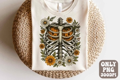 Retro Halloween Ribcage Pumpkins Png | Floral Skeleton Product Image 1