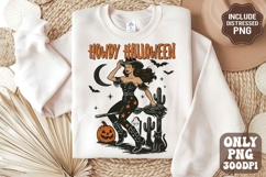 owdy Halloween PNG | Cowgirl riding | Funny Halloween PNG Product Image 1
