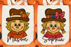 Custom Scarecrow Halloween With Kid Names PNG, Hand Drawn Product Image 1
