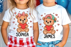 Personalized Kids Valentine&#039;s Day PNG, Boys/Girl Teddy Bear Product Image 1