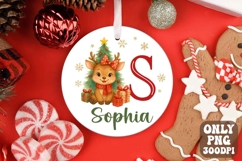 Christmas Alphabet Ornament PNG Girl Reindeer Initial Letter Product Image 1