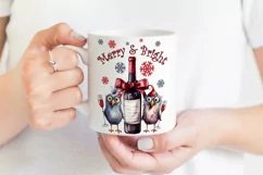 Merry and Bright Funny Christmas Shirt Print with Cute Birds Product Image 2