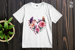 Watercolor Floral Feather Heart Wreath Clipart Product Image 2