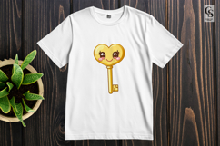 Cute Kawaii Heart Key Clipart Sublimation PNG Product Image 2