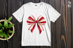Red White Striped Ribbon Bow Clipart Sublimation PNG Product Image 3