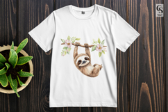 Cute Hanging Sloth Watercolor Clipart Sublimation PNG Product Image 3