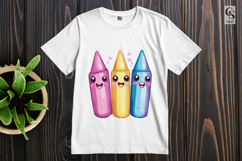 Kawaii Crayons Cute School Supplies Clipart Sublimation PNG Product Image 3
