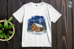 Night Snow Cabin Clipart Sublimation PNG Product Image 3
