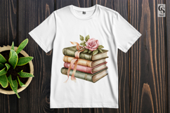 Vintage Floral Book Stack Clipart Sublimation PNG Product Image 3