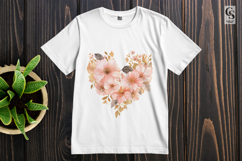 Peach Floral Heart Clipart Sublimation PNG Product Image 3
