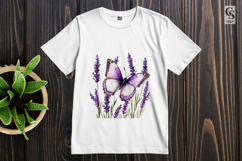 Purple Butterfly with Lavender Clipart Sublimation PNG Product Image 3