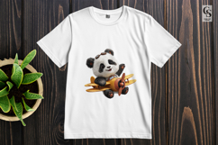 Cute Panda Pilot Clipart | Airplane Animal Sublimation PNG Product Image 2