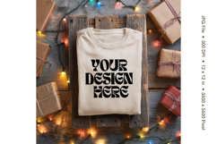 Christmas T-shirt Mockups Bella and Canvas Top View_135 Product Image 1
