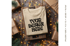 Christmas T-shirt Mockups Bella and Canvas Top View_136 Product Image 1