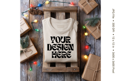Christmas T-shirt Mockups Bella and Canvas Top View_137 Product Image 1