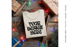 Christmas T-shirt Mockups Bella and Canvas Top View_138 Product Image 1
