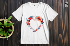 Floral Heart Frame Clipart Flower Heart Sublimation Product Image 2
