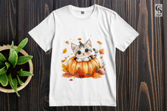 Cute Autumn Kitten in Pumpkin Clipart PNG Product Image 2