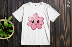 Cute Kawaii Pink Flower Face Clipart Sublimation PNG Product Image 2