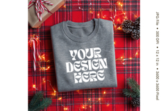 Christmas T-shirt Mockups Bella and Canvas Top View_161 Product Image 1