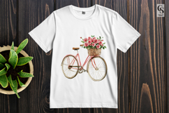 Vintage Bicycle With Flowers Clipart Sublimation PNG Product Image 3