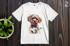 Cute Puppy with Rose Clipart Sublimation PNG Product Image 3