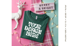 Christmas T-shirt Mockups Bella and Canvas Top View_173 Product Image 1