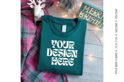 Christmas T-shirt Mockups Bella and Canvas Top View_174 Product Image 1