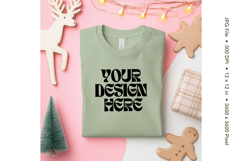 Christmas T-shirt Mockups Bella and Canvas Top View_181 Product Image 1