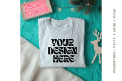 Christmas T-shirt Mockups Bella and Canvas Top View_184 Product Image 1