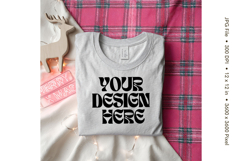 Christmas T-shirt Mockups Bella and Canvas Top View_185 Product Image 1