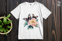 Butterfly Peony Watercolor Clipart Sublimation PNG Product Image 3