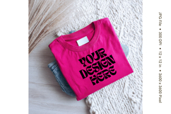 Pink T-shirt Mockups Bella and Canvas Top View Mockups_19 Product Image 1