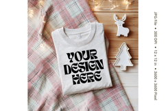 Christmas T-shirt Mockups Bella and Canvas Top View_193 Product Image 1