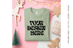 Christmas T-shirt Mockups Bella and Canvas Top View_196 Product Image 1