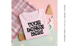 Christmas T-shirt Mockups Bella and Canvas Top View_197 Product Image 1